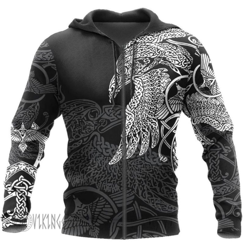 Viking Clothing Modern Day: 7 Ways Norse Style Lives On Today Norse Raven Line Art Viking Hoodie