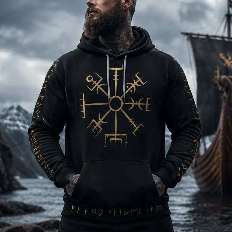 Viking Symbol for Family: Unveiling 8 Mythical Marks of Norse Kinship and Legacy Viking Hoodie Vegvisir Viking Compass Gold Metallic