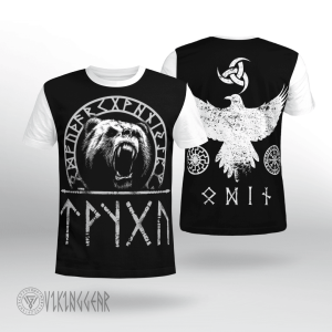 Bear And Raven Printed On Viking T-shirt