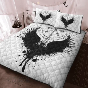 black-raven-vegvisir-viking-quilt-set