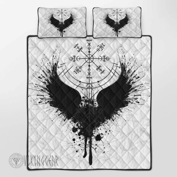 black-raven-vegvisir-viking-quilt-set