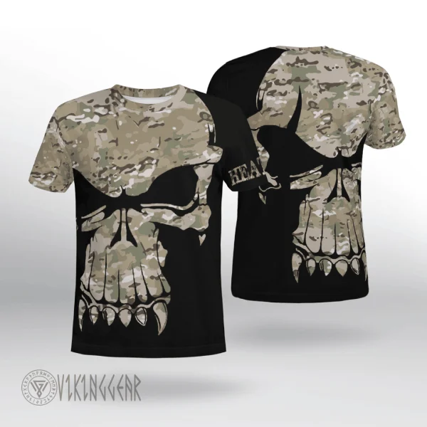 Camo Skull Valknut Heathen Viking T-shirt