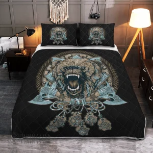 Dreamcatcher Wolf Axe Viking Quilt Set