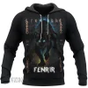 Fenrir Wolf And Odin Design On Viking Hoodie