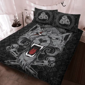 fenrir-wolf-head-viking-quilt-set