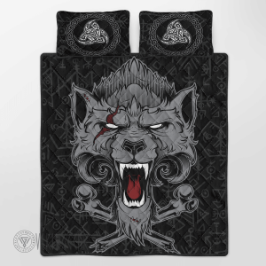 fenrir-wolf-head-viking-quilt-set