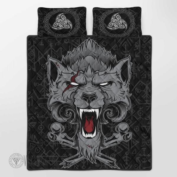 fenrir-wolf-head-viking-quilt-set