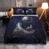 Fenrir Wolf trying to swallow the moon Viking Quilt Set 1