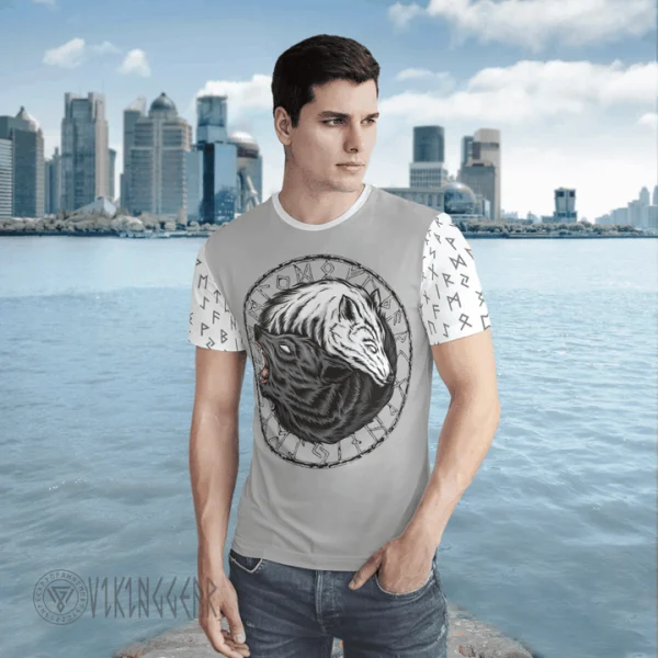 Fenrir Yin Yang Wolf Viking T-shirt