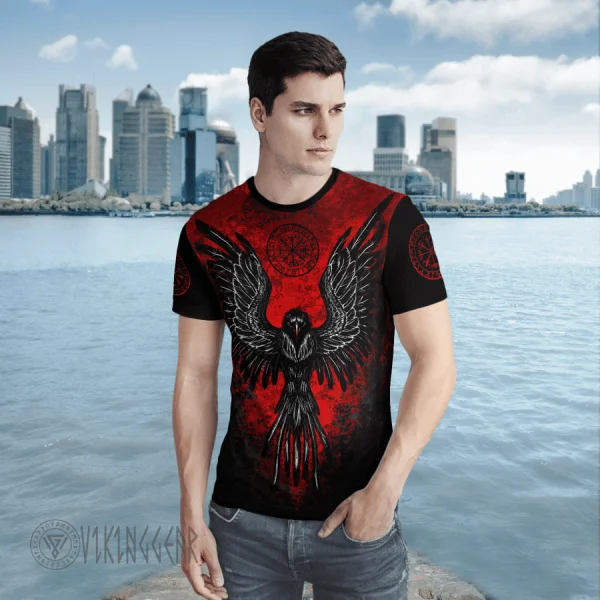 flaming-raven-and-vegvisir-viking-t-shirt