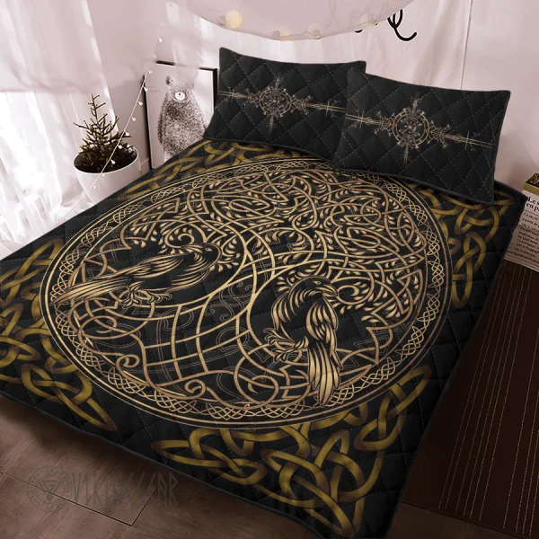 golden-raven-yggdrasil-art-viking-quilt