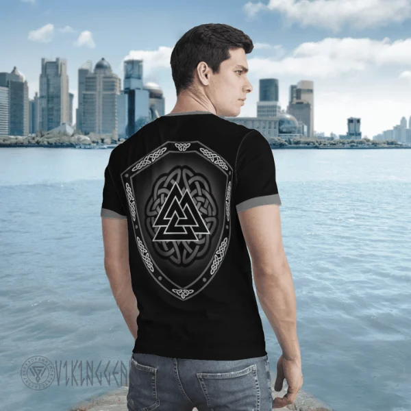 Hati and Skoll - Valknut Shield Viking T-shirt