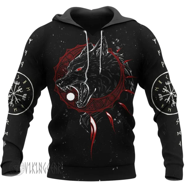 Hati and Skoll Wolf Viking Hoodie For Wolf Lovers