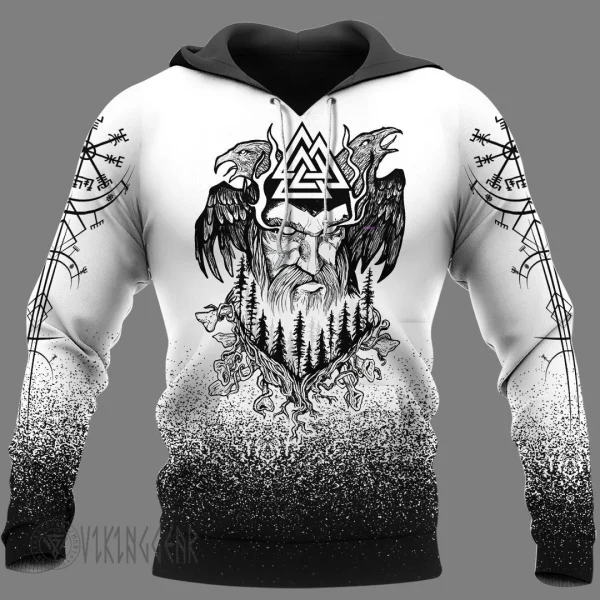 Odin Raven Valknut Hammer Viking Hoodie