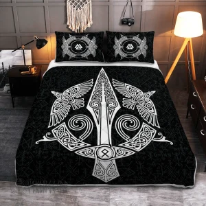 Raven And Spear Of Odin Viking Quilt Set