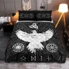 Raven And Vegvisir Symbol Viking Quilt Set 1