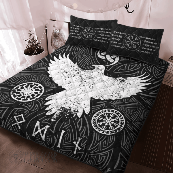 raven-and-vegvisir-symbol-viking-quilt-set