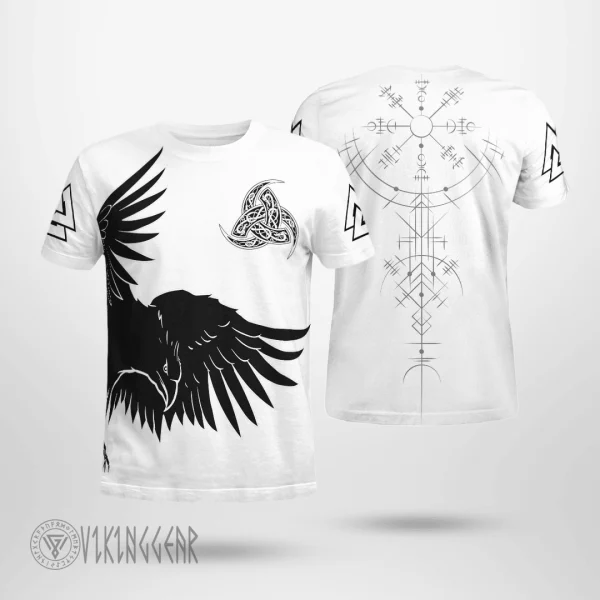 Raven Triple Horn of Odin Viking T-Shirt