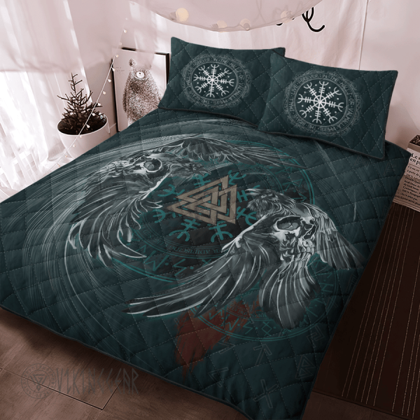 raven-valknut-abstract-art-viking-quilt-set