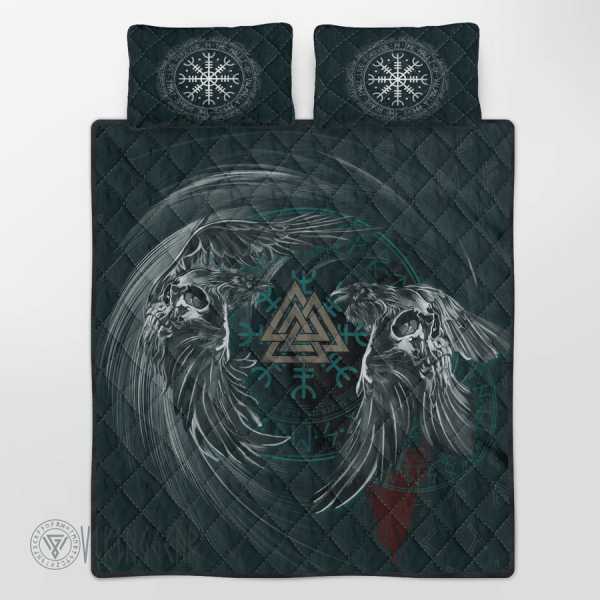 raven-valknut-abstract-art-viking-quilt-set