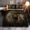 Raven Valknut Brown Vintage Design Viking Quilt Set