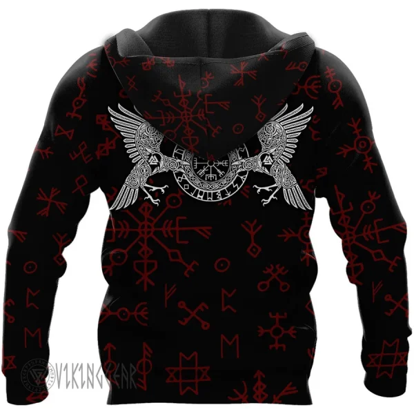 Raven With Vegvisir Symbol Viking Hoodie