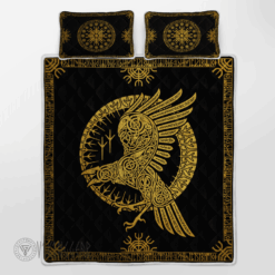 Ravens in Celtic Mythology And Runic Viking Quilt Set