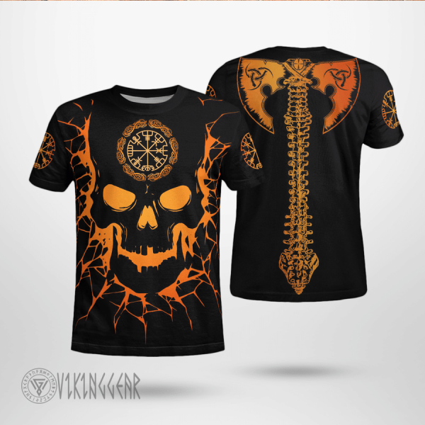 Skull Viking And Backbone Is An Ax - Viking T-Shirt - Myvikinggear Store