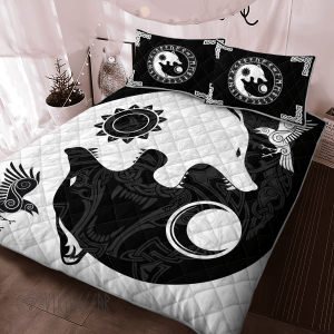 Sons of Fenrir Hati and Skoll Viking Quilt Set