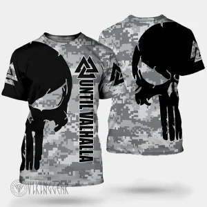 Until Valhalla Valknut Skull Camo Viking T-Shirt For The Modern Warrior