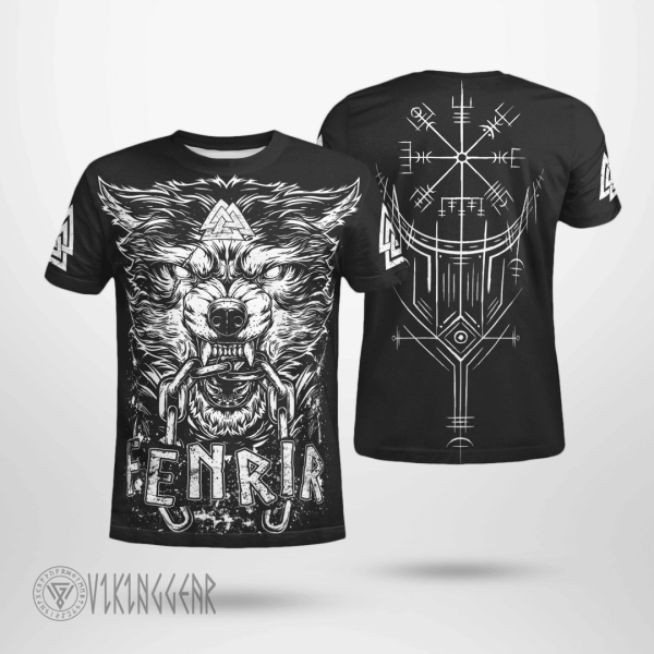 Valknut Fenrir Vegvisir Viking T-Shirt