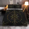 Vegvisir And Rune Golden Color Design Viking Quilt Set