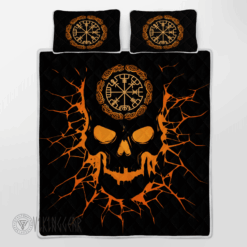 Vegvisir Skull On Lava Viking Quilt Set