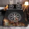 Vegvisir Symbol On Fire Viking Quilt Set 1