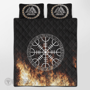 vegvisir-symbol-on-fire-viking-quilt-set