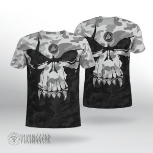 Viking Skull Camo Valknut T-shirt