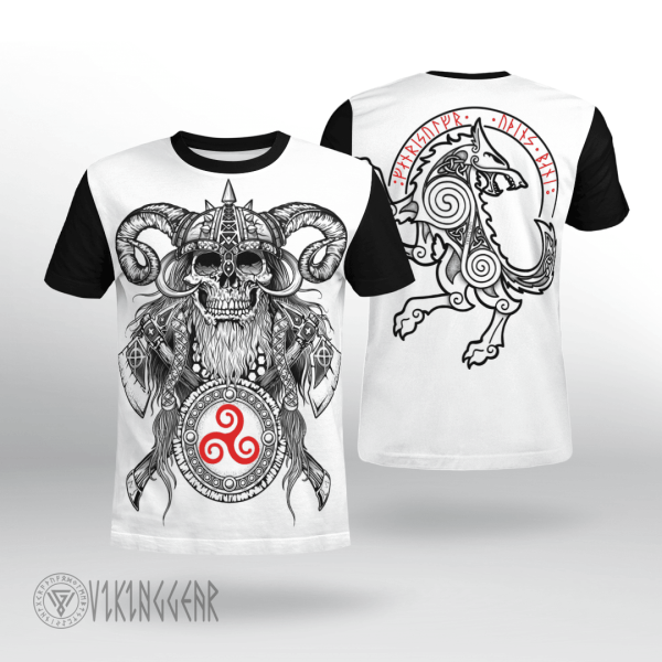 Warrior Fenrir Viking T-shirt A Simple Design For Viking Men