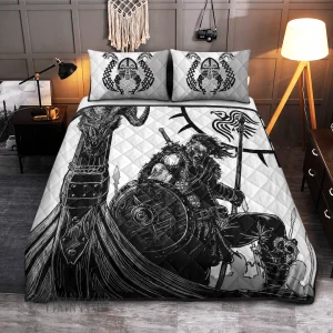 Warrior On Ship Viking Quilt Set 1