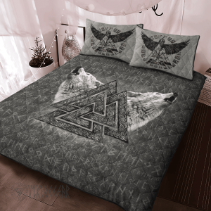 wolf-with-valknut-and-rune-viking-quilt-set