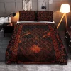 Yggdrasil Red Design On Black Viking Quilt Set 1