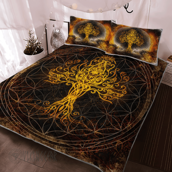 Yggdrasil Tree of Life in Norse Mythology Viking Quilt Set