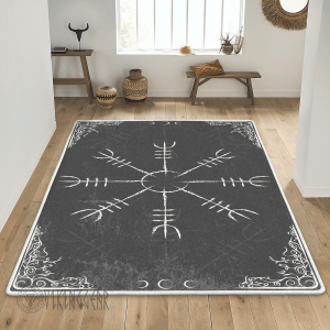 Aegishjalmur The Helm of Awe Symbol Viking Area Rug