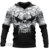 Angry Skull Camo Vintage Viking Hoodie