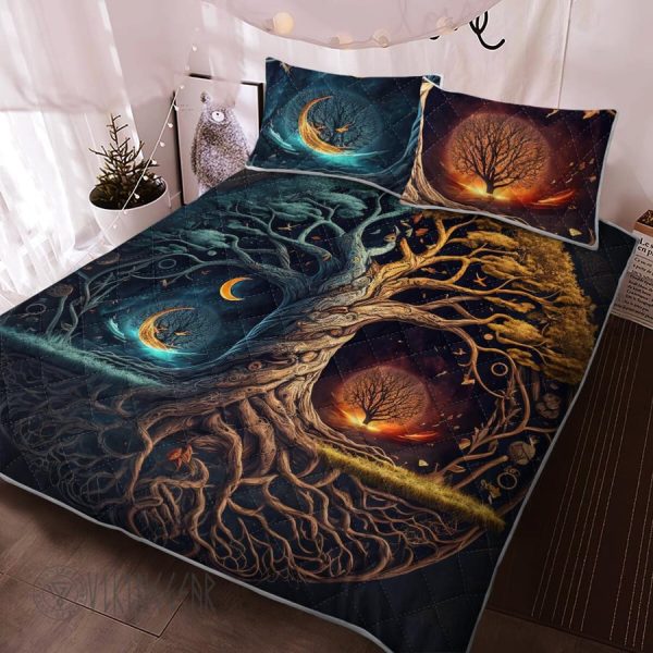 Balance Concept Yggdrasil Tree Of Life Norse Mythology Viking Quilt Set