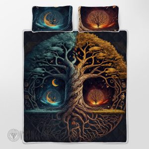 Balance Concept Yggdrasil Tree Of Life Norse Mythology Viking Quilt Set