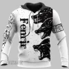 Black Wolves Art Printed On Viking Hoodie