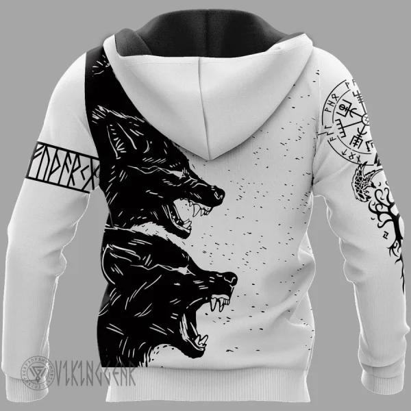 Black Wolves Art Printed On Viking Hoodie