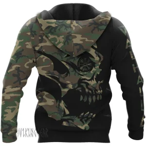 Camo Skull Vegvisir Viking Hoodie