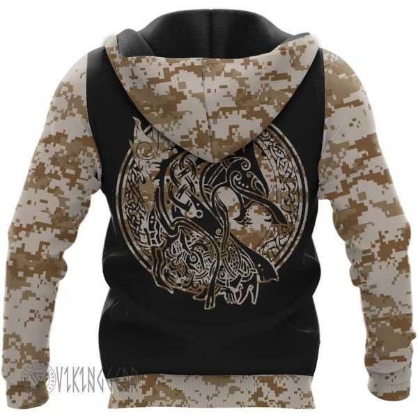 Camo Valknut Skull Jormungandr Viking Hoodie