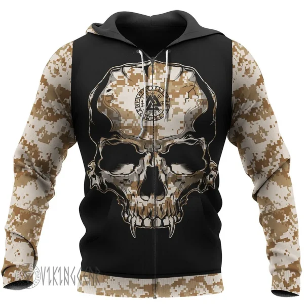 Camo Valknut Skull Jormungandr Viking Hoodie